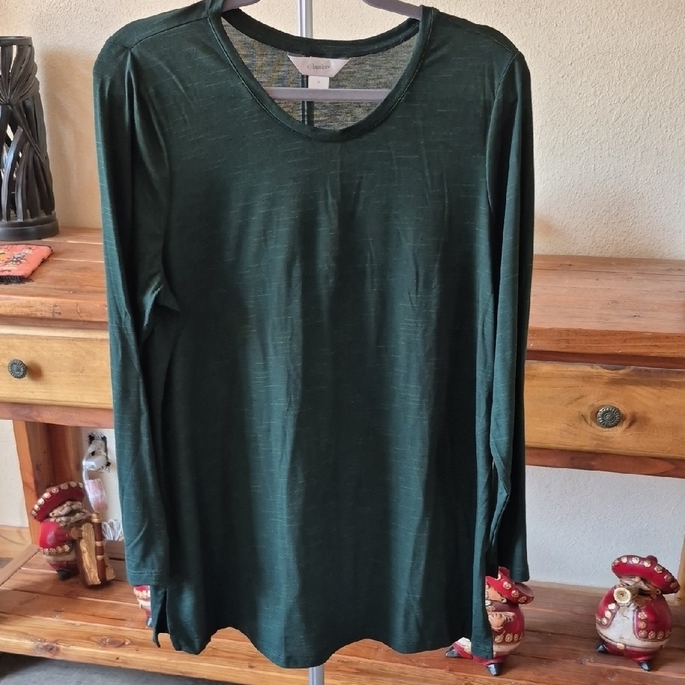 CJ Banks Green Relaxed Long Sleeve Tee